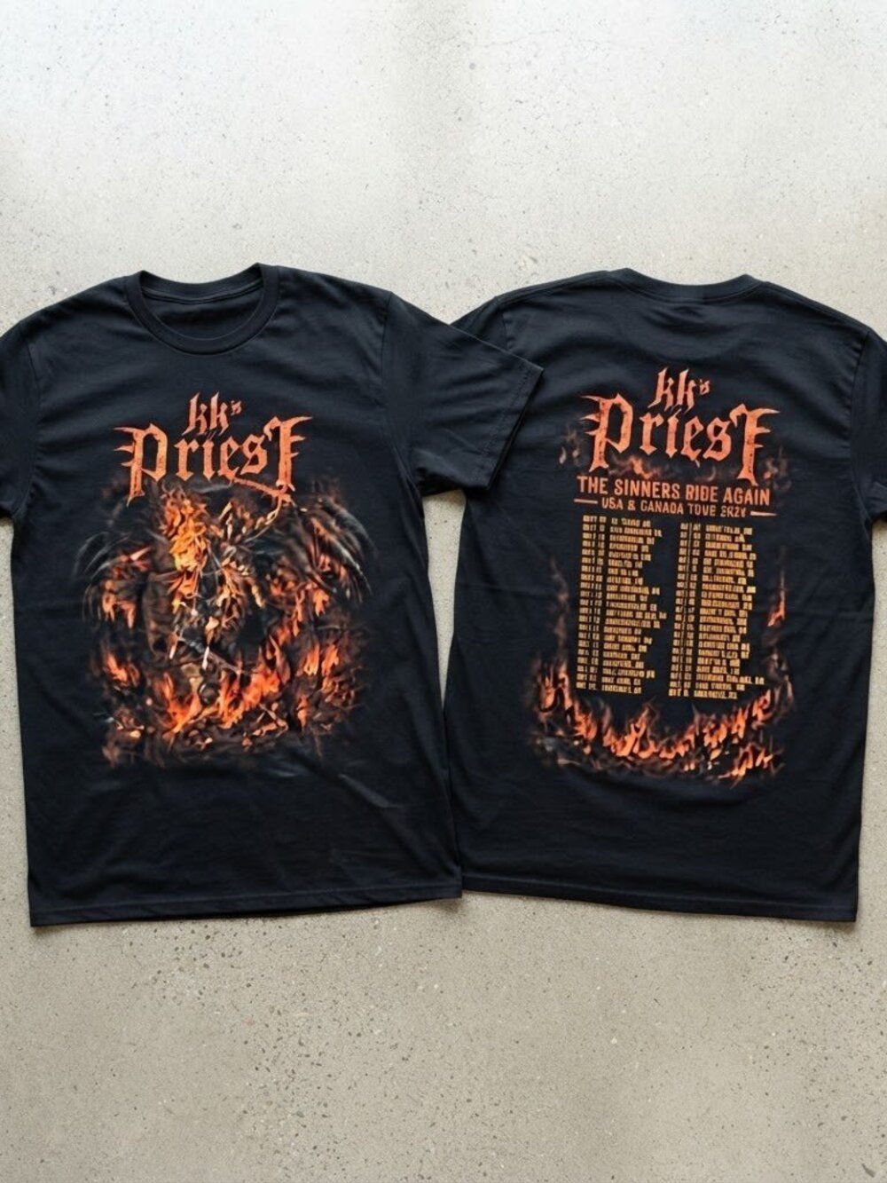 KK's Priest The Sinners Ride Again US Tour 2026 Fiendish Rider Black T-Shirt